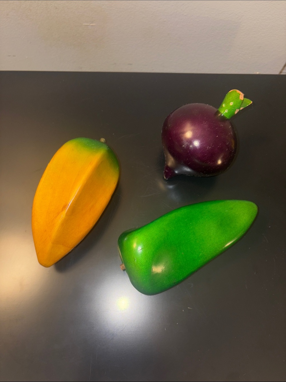 Vintage set of 3 Decorative colorful Wooden Fruit/ Vegetables